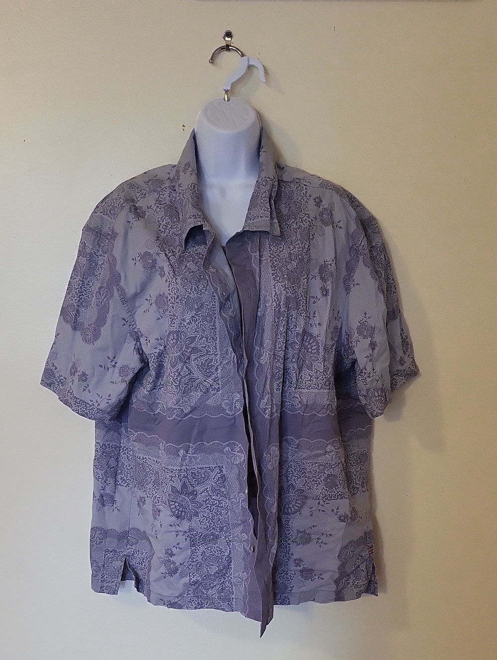 BDG Lavender Short-Sleeve Patterned Shirt Jacket